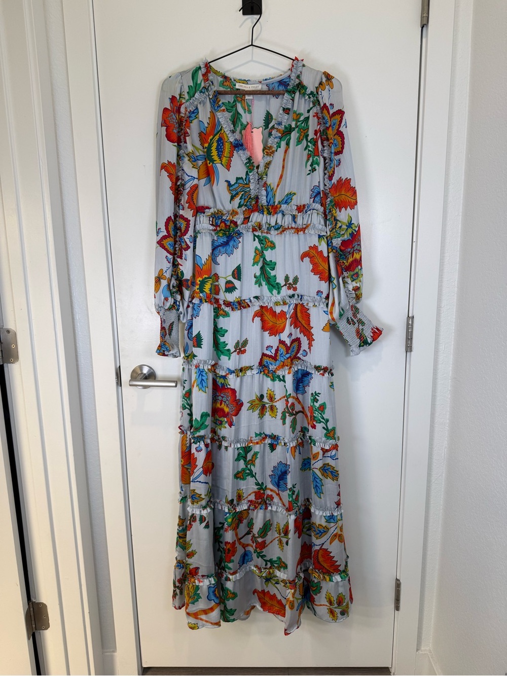 NWT Chelsea and Violet Floral Tiered Maxi Dress in Light Blue - Picture 2 of 9